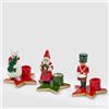 EDG Enzo De Gasperi Portacandela Babbo Natale Soldatino Orso H 11 Cm Rosso Verde 1 Pz