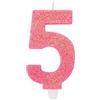 Big Party Candelina Numero 5 Cera Sweety Fuxia Glitter