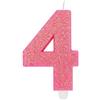Big Party Candelina Numero 4 Cera Sweety Fuxia Glitter