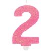 Big Party Candelina Numero 2 Cera Sweety Fuxia Glitter