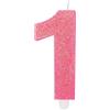 Big Party Candelina Numero 1 Cera Sweety Fuxia Glitter