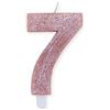 Big Party Candelina Numero 7 Cera Sweety Rose Gold Glitter