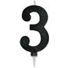 Big Party Candelina Numero 3 Max Cera Sweety Nero Glitter