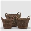 EDG Enzo De Gasperi Set 3 Cesti Willow Svasati con Manico Midollino