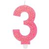 Big Party Candelina Numero 3 Cera Sweety Fuxia Glitter