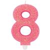 Big Party Candelina Numero 8 Cera Sweety Fuxia Glitter
