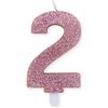 Big Party Candelina Numero 2 Cera Sweety Rose Gold Glitter