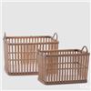 EDG Enzo De Gasperi Set 2 Pz Cesto Rettangolare Rattan H 24 Cm H 20 Cm Natural
