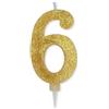 Big Party Candelina Numero 6 Max Cera Sweety Oro Glitter