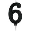 Big Party Candelina Numero 6 Max Cera Sweety Nero Glitter