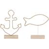 Tono Su Tono Base Legno Ancora o Pesce con LED H 30 / 34 1 Pz