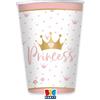 Big Party Bicchieri CC 200 Ml Princess Crown Rosa Oro 8 Pz