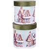 ARPIMEX Set Natale 2 Cappelliere Decorate H 26 Cm D 26 Cm Paesaggio Invernale Bianco Verde