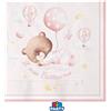 Big Party Tovaglioli Carta Battesimo Bear 25 x 25 Cm Cf 16 Pz Rosa