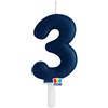Big Party Candelina Tiny Plump Numero 3 Cera 7 Cm Blu Navy