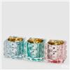 EDG Enzo De Gasperi Portacandela Cubo in Vetro 3 Pezzi Colori Assortiti