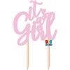 Big Party Cake Topper Italic in Carta 12 x 21 Cm It's a Girl Rosa