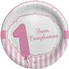 Big Party Piatti Carta Buon Primo Compleanno D 18 Cm Cf 8 Pz Rosa