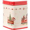 ARPIMEX Contenitore Natale Decorato 9 x 9 x 12 Cm Bianco Rosso