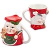 EDG Enzo De Gasperi Tazza Babbo Natale e Mamma Rovesciato 2 Pezzi H12 D10 White Red