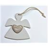 Linea Due Elle Angelo Porcellana con Cordino e Cuoricino 8,4 x 9 Cm Avorio