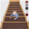 MBIGM 15 Tappetini per Scale (20 x 76 cm) Tappetino Antiscivolo di Sicurezza Runner Interno Antiscivolo per Bambini, Anziani e Animali Domestici con Adesivo Riutilizzabile, Marrone
