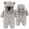 Yaopelky Neonato Orso Snowsuit Neonato Pile Romper Bambino Tuta con cappuccio Inverno Caldo Outwear per Ragazze Ragazzi 0-12M (Grigio, 0-3 mesi)