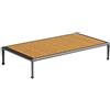 Unopiù Tavolino fisso TREBLE in alluminio con piano in teak da 134x73 cm