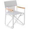 Unopiù Poltroncina pieghevole COSETTE con struttura in alluminio bianco e telo in tessuto bianco canapa