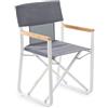 Unopiù Poltroncina pieghevole COSETTE con struttura in alluminio bianco e telo in tessuto brown