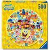 Ravensburger Puzzle 500 Pezzi Spongebob - Puzzle Adulti +14 anni, 52 x 52 cm, Puzzle per Adulti Rotondo Spongebob, Poster Incluso, Idee Regalo