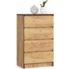 LBSIGN Cassettiera Moderna 60x40x100 Cm 4 Cassetti Quercia Effetto Legno Artika