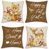 Bonhause Federe per Cuscini Animali Autunno 45 x 45 cm Volpe Cervo Zucche Foglie Acero Marrone Decorativo per Divano Letto Casa Giardino Esterno Set di 4