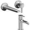 Fantini Lamè Miscelatore lavabo da parete e miscelatore bidet, manopola con leva