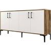Dmora - Credenza Sestante, Buffet da Soggiorno, Madia da Salotto, Dispensa da Cucina, 160x35h78 cm, Noce e Bianco