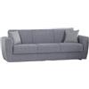 Dmora Divano Letto 3 posti Escobar, Divano Letto Contenitore lineare, Sofà da Soggiorno Apertura Click-clack, 223x84xh80 cm, Grigio