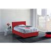 Talamo Italia Letto contenitore Una piazza e mezza Anna, Made in Italy, Letto con rivestimento in tessuto, Apertura frontale, adatto per materasso cm 120x200, Rosso