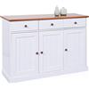 Dmora Mobile Buffet credenza Shabby Bassa 3 Ante + 3 cassetti-Legno massello, 131 x 86 x 45 cm