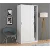 Dmora - Guardaroba 2 ante Lansing, Armadio per camera da letto, Mobile con ripiano e barra appendiabiti, 100x50h200 cm, Bianco
