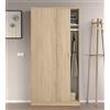 Dmora - Guardaroba 2 ante Lansing, Armadio per camera da letto, Mobile con ripiano e barra appendiabiti, 100x50h200 cm, Rovere
