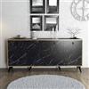 Dmora Credenza Dagon, Buffet da Soggiorno, Madia da Salotto, Dispensa da Cucina, 180x45 h80 cm, Noce e Grigio