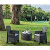 Dmora - Set salotto da esterno Napoli, Composizione da giardino con 2 poltrone ed 1 tavolino contenitore, Salottino effetto rattan, 100% Made in Italy, Antracite