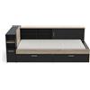 Demeyere Letto Industriale 90x190/200 Con Contenitore 2 Ante 6 Nicchie 2 Cassetti, Nero Opaco e Rovere Chiaro 119.2 x 229.4 x 87.7 cm