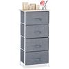 Relaxdays 10023328_470 Mobiletto con 4 Cassetti, Mobile Cassettiera, HLP 95x45x30 cm, Tessuto, Metallo, Legno, Grigio
