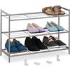 Relaxdays Scarpiera a 3 Ripiani, Scaffale Modulare HxLxP: 50 x 70 x 26 cm, Portascarpe Salvaspazio Slim 9 Paia di Scarpe, Acciaio, 50x70x26 cm