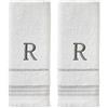 SKL Home, set di asciugamani, casual, con monogramma R, 40,6 cm x 66 cm, 2 pezzi, colore: bianco