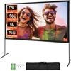 VEVOR Schermo di Proiezione Avvolgibile Manuale 120 Pollici 16:9 HD 4K Proiettore Antirughe Tela Ampio Supporto Schermo Immagine Dettagliata per Home Theater Festa, Telo per Proiettore con Supporto