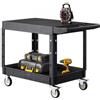 VEVOR Carrello Portaoggetti in Plastica Resistente a Due Ripiani con Ruote Girevoli a 360° Carrello di Servizio da 940 x 645 mm Capacità di Carico di 250 kg Adatto per Magazzino, Garage, Pulizia