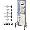 VEVOR Parete Pannello a Griglia 60 x 164 cm 1 pezzo Espositore da Pavimento con 10 Ganci, Parete a Pannello in Acciaio al Carbonio, Scaffale per Esposizione per Decorazioni, Nero
