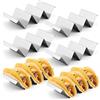 LATERN 6 Pezzi Porta Tacos, 21CM x 10CM Supporto per Tacos in Acciaio Inox Vassoi Verticali per 3 Pezzi Tacos Eleganti Porta Tacos con Manici - Resistente al Forno, Griglia e Lavastoviglie